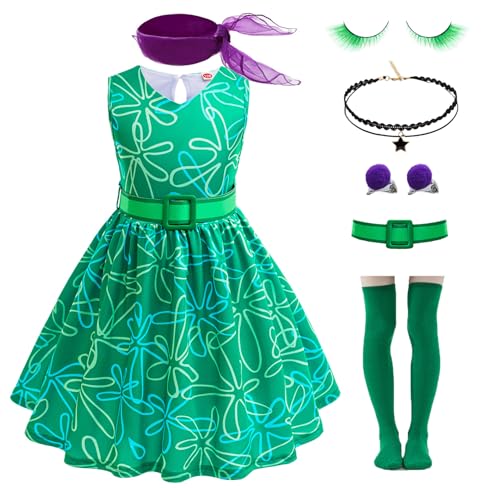 GFTYBCST Disfraz de disgusto para niñas, disfraz de princesa de dibujos animados, para Halloween, cumpleaños, Navidad, fiesta (verde, 5-6 años)