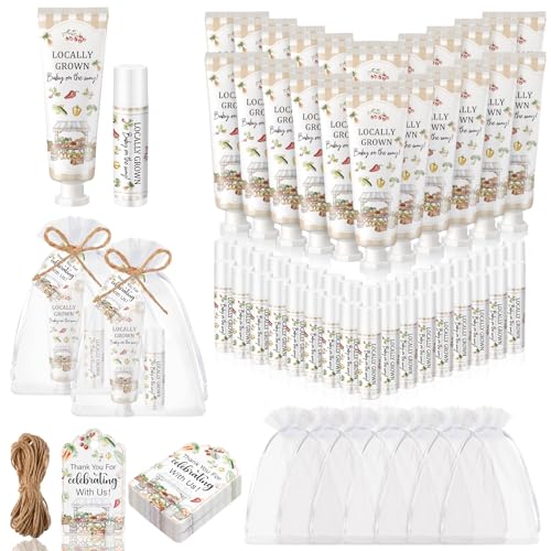 Lounsweer 24 Sets Locally Grown Baby Shower Hand Cream and Lip Balm Gifts