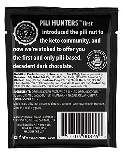 Miniatura 3 de Pili Hunters - Classic PiliBar (barras de 1 oz, paquete de 5) Barra de chocolate negro orgánico con nueces Pili, 0.11 oz de azúcar de coco, cacao