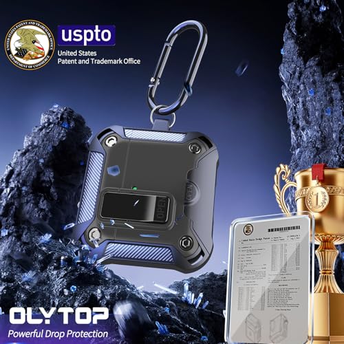 Image of Olytop for Airpods Pro 2 /1 Gen Case Cover with Lock&Phone Stand (2019 /2022 /2023), Rugged Case for Airpod Pro 2nd /1st Generation Shockproof Armor Protective Skin for Apple iPod Pro, Black