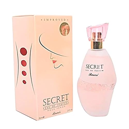 Rasasi Secret Perfume - 2.5 fl oz Perfume de lujo de larga duración Eau de Parfum Fragancia para todo el día Perfume de regalo paquete de 1
