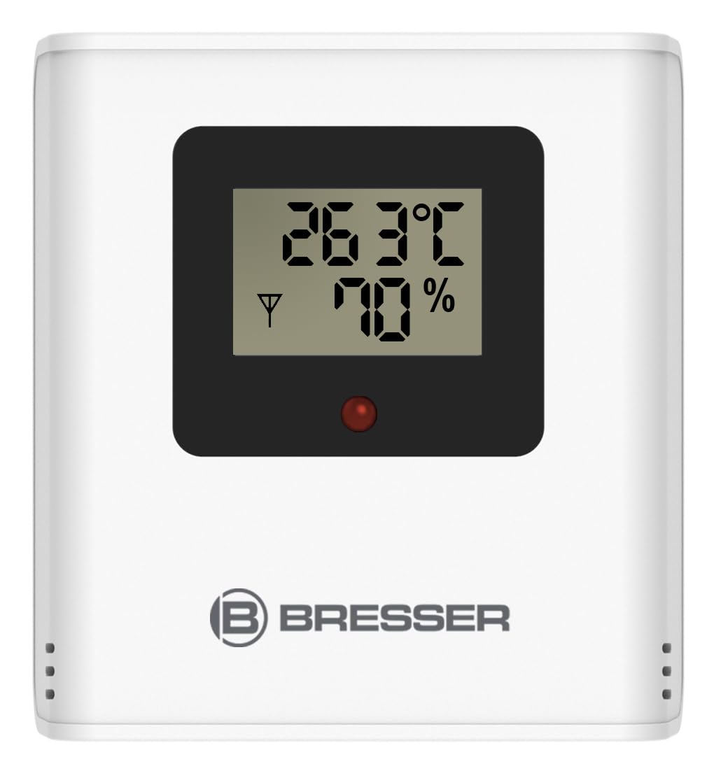 Bresser MeteoCast Pico Farbwetterstation - Thermo-Hygro-Außensensor, Max./Min.-Wertspeicher, DCF-gesteuerte Uhrzeit, Weckfunktion, Farbdisplay und Batteriestandsanzeige, schwarz