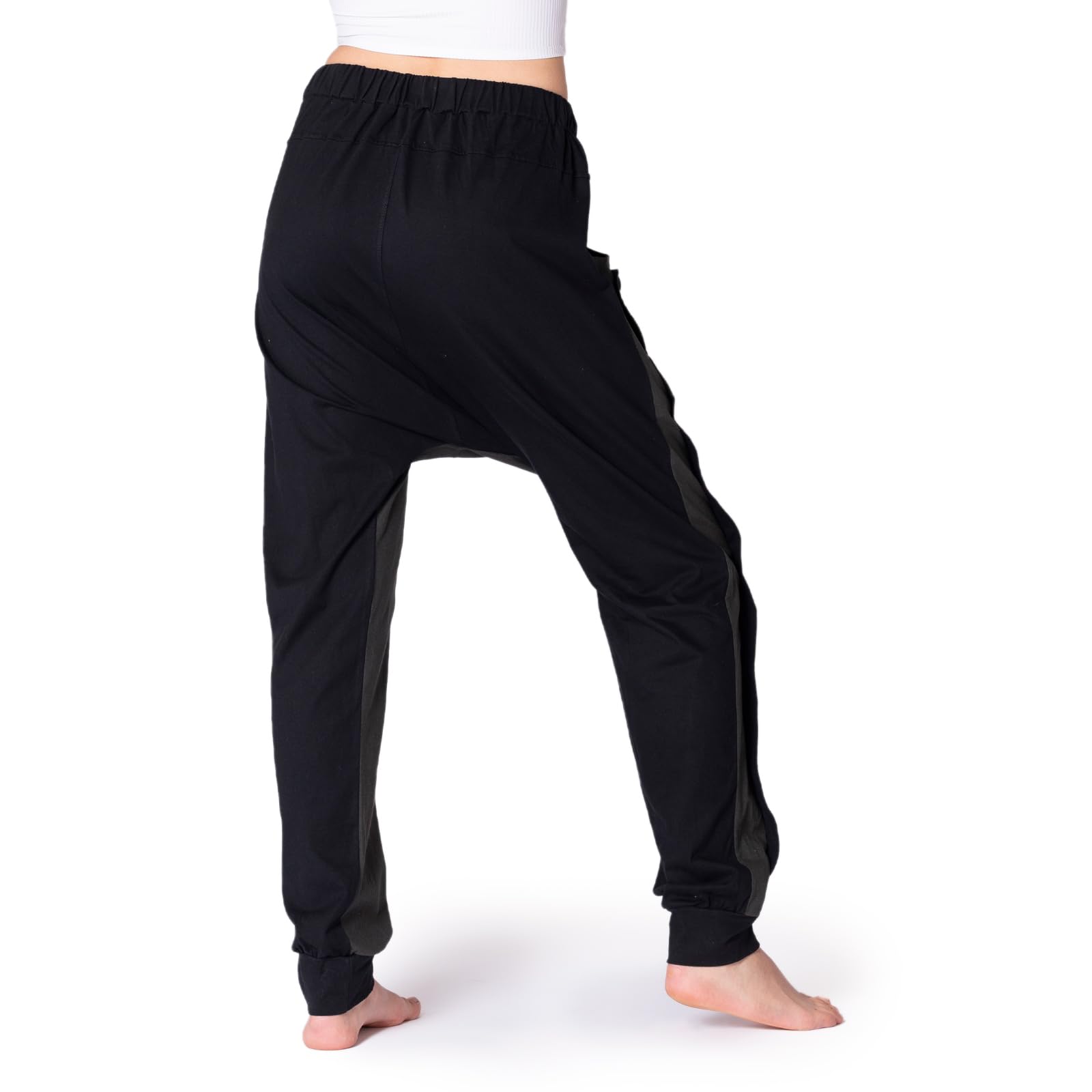 PANASIAM Pantalones Baggy Unisex - Estilo Harem Pantalones Yoga de Algodón | Pantalón informal, corte holgado, tiro bajo, pantalones cómodos, estilo urbano, cintura elástica, bolsillos grandes