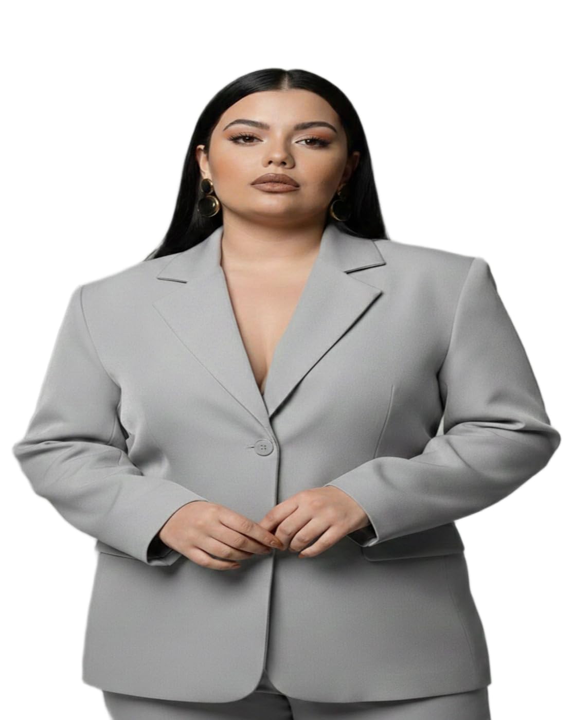 the classic togs Women Plus Size Office Blazer | Classic Grey Formal Jacket |-picture-45