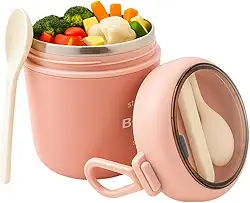 Pote Térmico Infantil 530ml Aço Inoxidável – Marmita Bebê com Colher, Mantém Quente ou Frio 8h, BPA Free, Para Escola, Passeios e Viagens Premium (Rosa)
