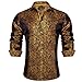 DiBanGu Mens Paisley Dress Shirt Silk Jacquard Button Down Shirts Regular Fit Long Sleeve Shirt for Wedding Party Shirt， Black Gold， Medium