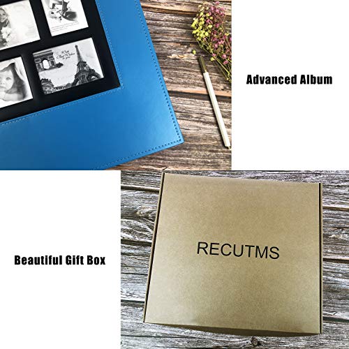RECUTMS Photos Book Album 4×6 Hold 500 Pockets Leather Cover 3-Ring Binder Family Picture Album for Family Wedding Anniversary Baby Vacation Daughter Gift(Blue)