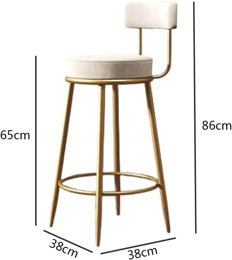 Bar Chairs White Bar Counter Chair Wrought Iron Minimalist Bar Home with Backrest Chair High Chair Kitchen Bar stools(Small)