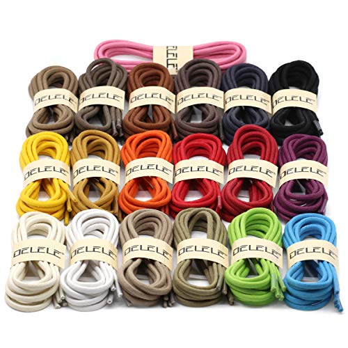Delele DE01 2 Pair 35.43 Inch Waxed Cotton Shoelaces 7/50 Inch Thick Round Dress Shoes Laces Light Brown thumb #4