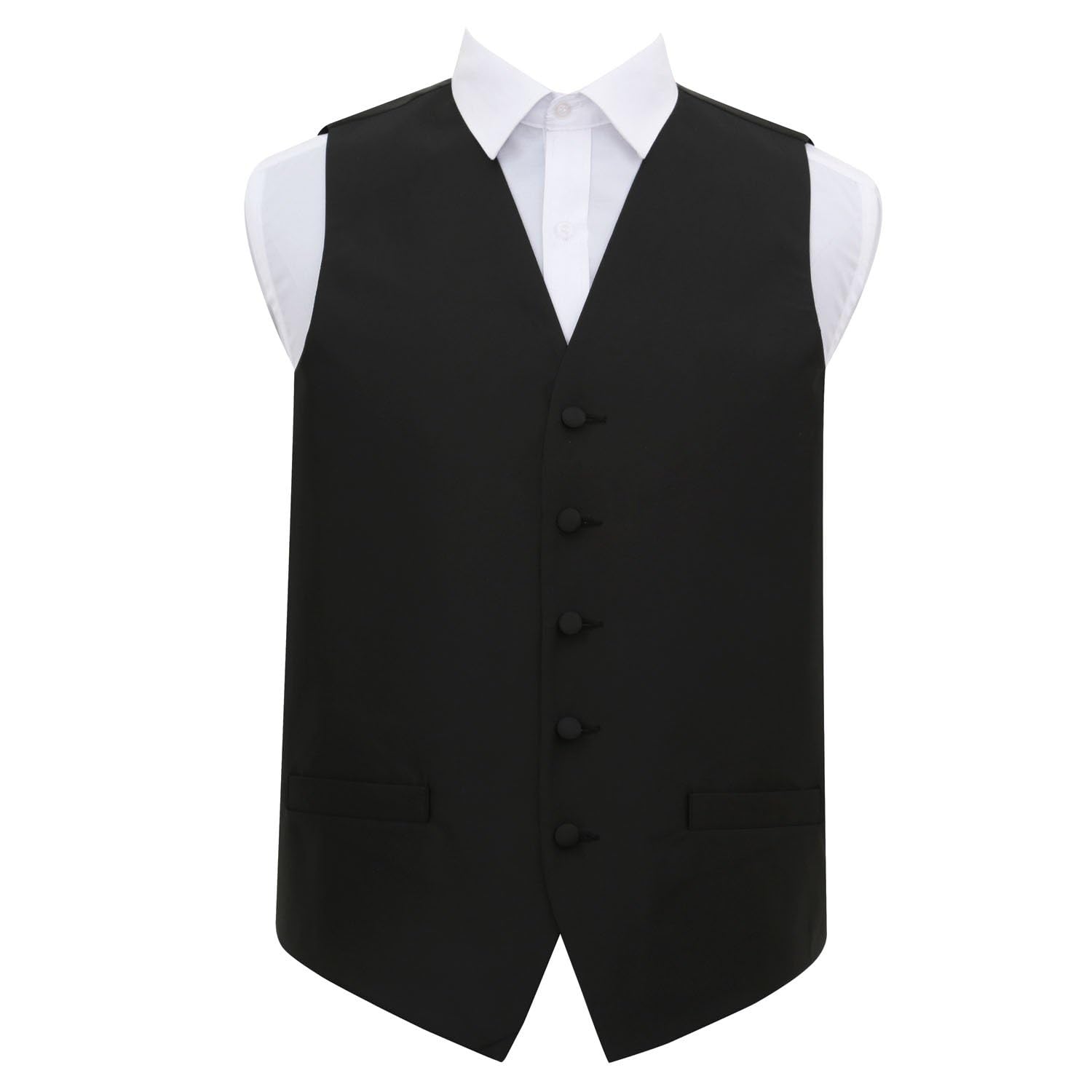 Dqt Men's Black ’S Solid Check Wedding Waistcoat Vest – Groom Formal Suit – 50" (5Xl)