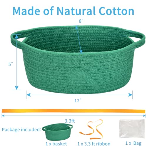 Image of Empty Gift Basket with Gift Bag & Ribbon, Woven Rope Basket, 12x8x5 inch