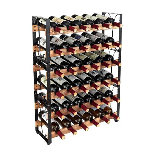 X-cosrack Stackable Rustic 36 Bottle Wine Rack, Freestanding Floor Wine Holder Stand Can Used Separate or Stacked 6 Tier Wobble-Free Wine Display Storage Shelf for Kitchen 24.5”L x 8.6”W x 33.4”H