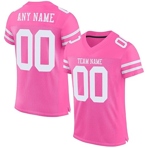 HUYNKANG Pink Football Jersey, Custom Football Jersey, Men's Football Clothing, Large, Short Sleeve, Crew Neck, Polyester Blend, All Seasons, 1 Count
