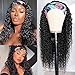 XSY 28 Inch Headband Wig Human Hair Deep Wave Brazilian Virgin Human Hair Wigs for Black Women Glueless None Lace Front Wig Machine Made Curly Headband Wig 150% Density Natural Colour