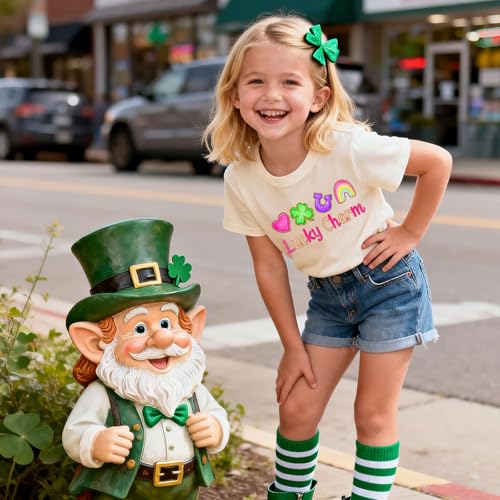 Image of Toddler Girl St Patrick's Day Shirts Cute Lucky Tshirts Cotton Short Sleeve Tees 2-10 Years