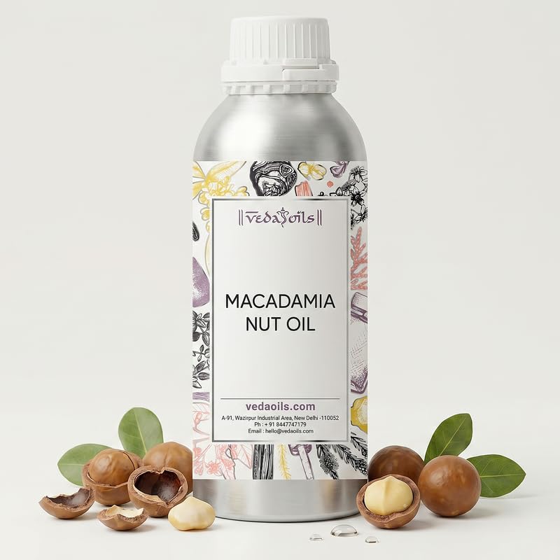 Image of VedaOils Macadamia Nut Oil for Hair & Skin Care 100ml | 100% Pure & Natural Cold Pressed Oil | Nourishes, Hydrates & Strengthens Hair and Skin
