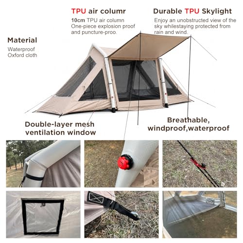 Carpa inflable para camping 4 personas, impermeable 4 estaciones miniatura 4