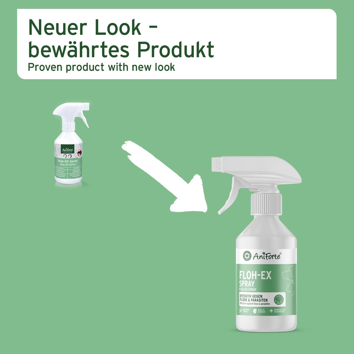 AniForte Flohspray für Hunde & Katzen 250 ml - Floh-Ex Spray zur Abwehr gegen Flöhe, Flohmittel bei Parasiten & Flohbefall, Antiflohmittel mit Geraniol & natürlichen Ölen