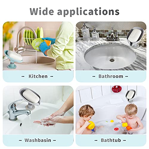 image for Patelai 2 Piece Soap Dish Holder Self Draining Soap Holder Leaf Shape 