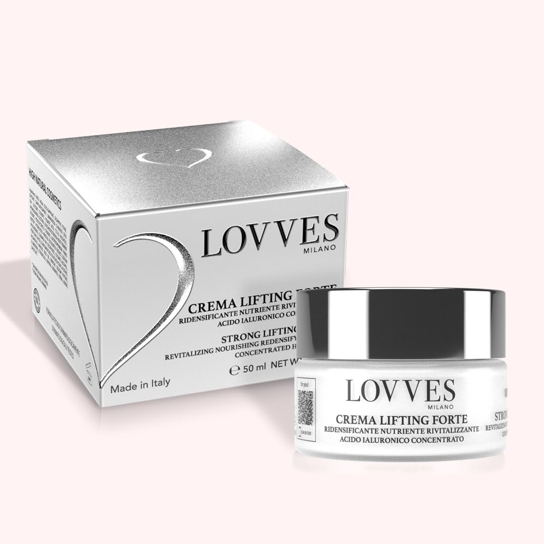 LOVVES Crema Reafirmante Fuerte, Alta Cosmética Natural, Crema Antiarrugas de Día, Redensificante, Nutritiva, Revitalizante, Ácido Hialurónico 3 Pesos Moleculares, Tarro Cristal 50 ml