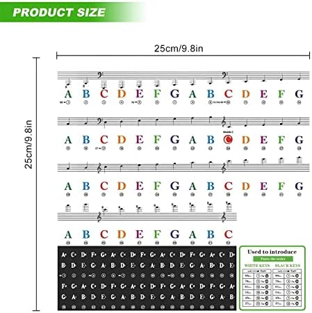 Piano Keyboard Stickers, Removable Piano Keyboard Note Labels Key Sticker 88/76/61/54/49/37 Keys Color Letters for Beginners Kids 2 51vt94HyjKL. AC