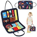 BelleStyle Tablero Montessori Niños, Dinosaurio Mesa Actividades Busy Board Ocupado Paneles Sensorial Bebe Juguetes Montessori Juegos de Aprendizaje Regalo para Niños Niñas 1 2 3 4 Años