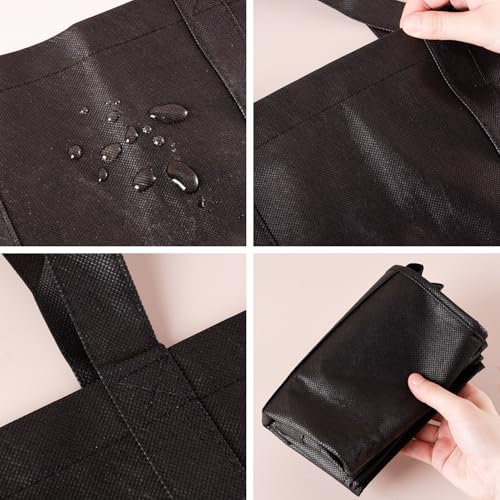 2-teilige schwarze wiederverwendbare Lebensmitteltaschen Einkaufstasche Einkaufstasche mit Griffen Faltbare waschbare Ständer aufrecht verstärkte Tasche mit Griff-Halten Extra groß für das tägliche Le