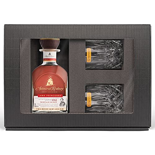Rum Geschenkset Admiral Rodney - HMS PRINCESSA - Saint Lucia Rum (0,7 l) mit 2 Tumblergläsern - Prime Presents – Bild 3