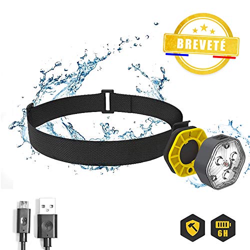 LIGGOO Lampe Frontale LED Puissante - Rechargeable USB + Clip Aimanté - Légère - Étanche Résistante aux Chocs - Running Vélo Randonnée Pêche