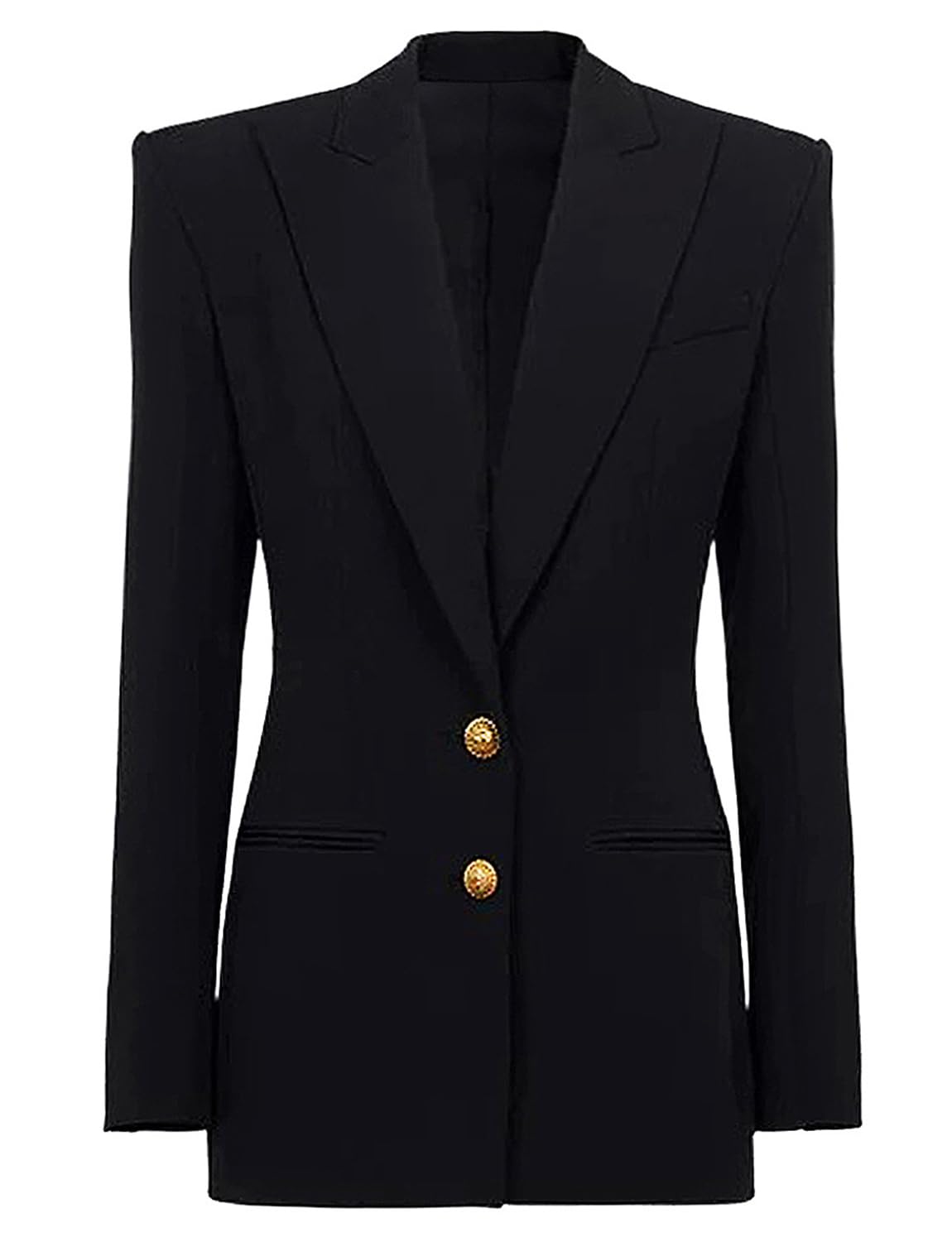 Womens Peak Lapel Blazer Two Buttons Suit Jacket Casual Dinner Tuxedos Coat