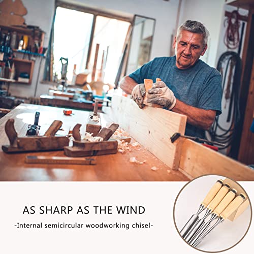 4Pcs Hohlbeitel Set, Scharfes Stechbeitel-Set, Holz Meißel Set, Carpenter Carving Hohlbeitel Holz Zimmerei Werkzeug, Stecheisen Satz für Anfänger und Profis, DIY Bildhauerei Tool für Tischler, Carver