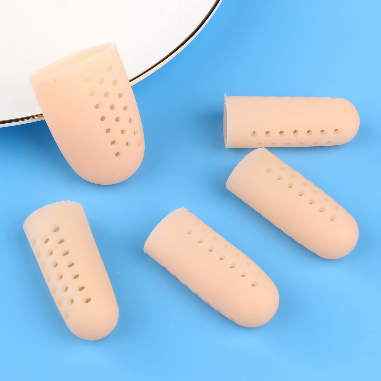 Hemiks 10 Pcs Protege Doigt Respirants en Silicone, Protecteur de Doigt de Gel pour Déclencher les Doigts, Fissuration des Doigts, l'Eczéma des Mains, l'Arthrite des Doigts, Kaki