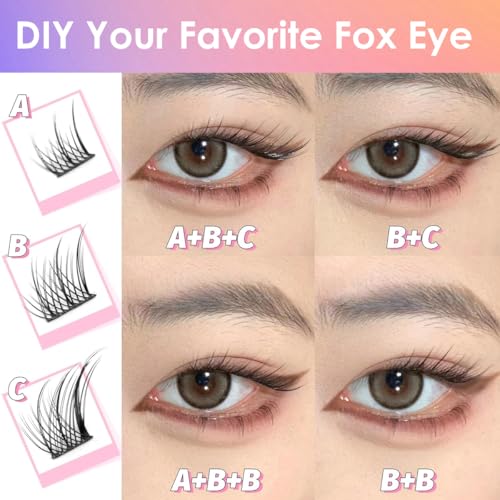 Image of MAYCREATE DIY Eyelash Extension Clusters, 60pcs Individual Lash Clusters Natural Wispy Volume Lashes for At Home Lash Extension Kit
