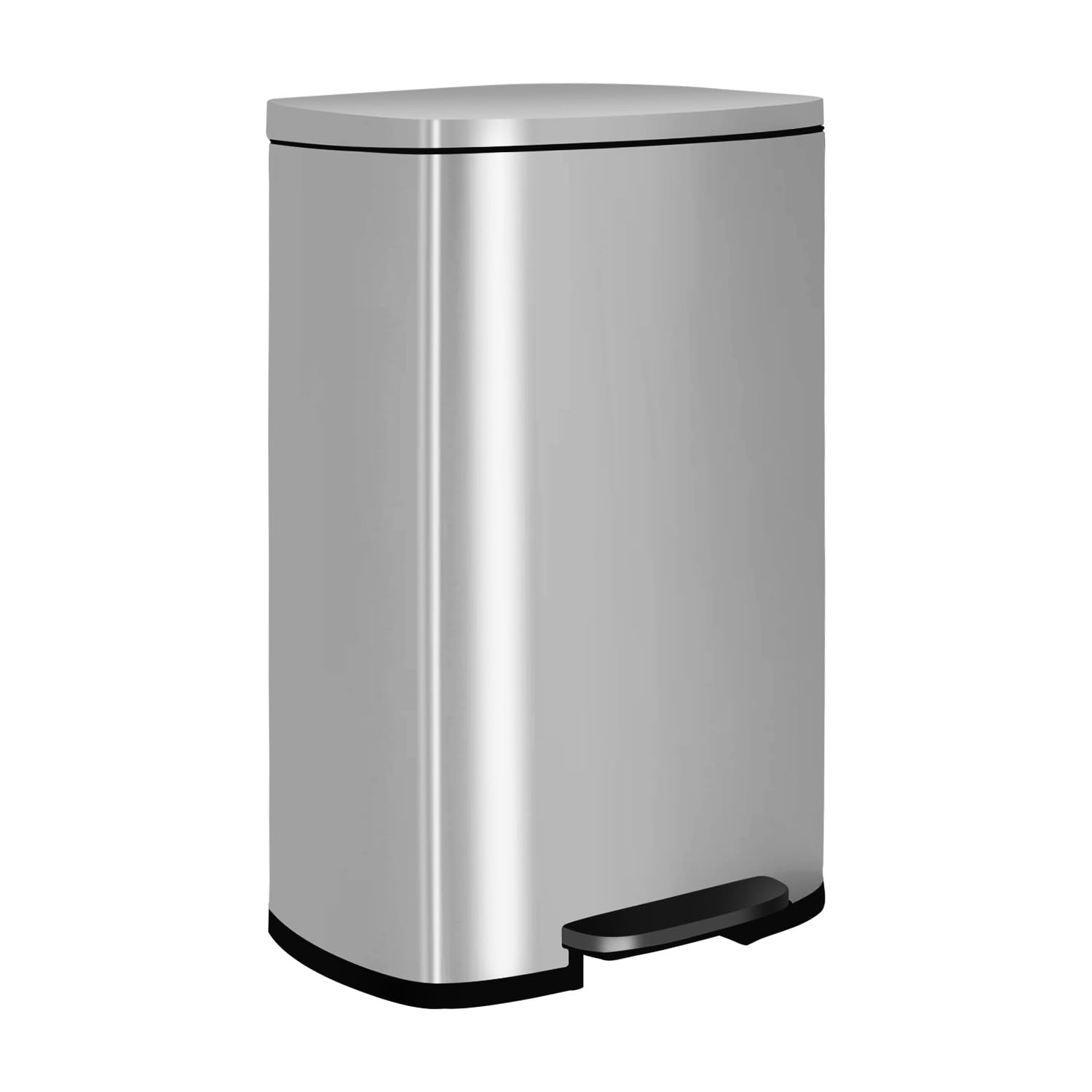 BestOffice 50 L Mülleimer Küche Mülleimer mit Deckel für Büro Schlafzimmer Badezimmer Schritt Mülleimer Fingerprint-Proof gebürstetem Edelstahl