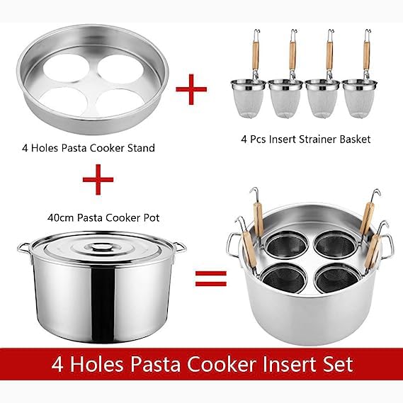 SAeWare Olla de pasta de acero inoxidable con colador rt – olla versátil para el hogar y el restaurante – ideal para hervir pasta, veterinarios, sopas y cocinar al vapor – no se oxida, fácil de