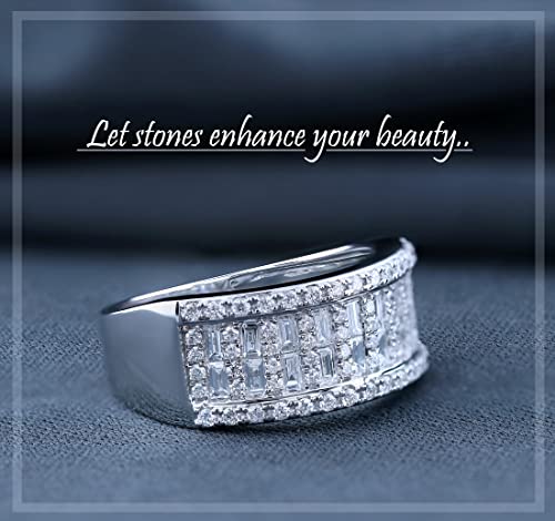 Dazzlingrock Collection Baguette & Round White Diamond Multi Row Anniversary Ring for Women (0.98 ctw, Color I-J, Clarity I1-I2) in 14K Solid Gold3