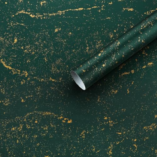 Dimoon 15.7"x78.7"Green Wall Paper Peel and Stick Modern Green and Gold Contact Paper Removable Self-Adhesive Stick on Wallpaper Waterproof Countertops Wallpaper for Kitchen Bathroom Vinyl Roll