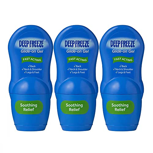 Deep Freeze Pain Relief Glide-On Gel, Cold Gel Roll On, 3 x 50g (Pack of 3)