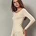 Liang Rou Women's Crew Neck Long Sleeve Ultrathin Modal Thermal Underwear Shirt/Top Apricot Small