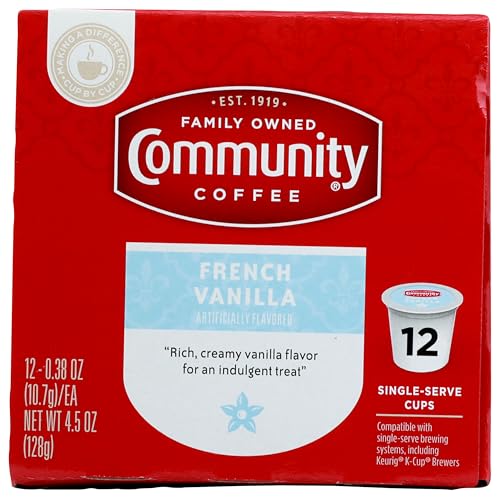 Image of Community Coffee French Vanilla Flavored 12 Count Keurig K-Cup Coffee Pods, Medium Roast, 12 Count (Pack of 1)