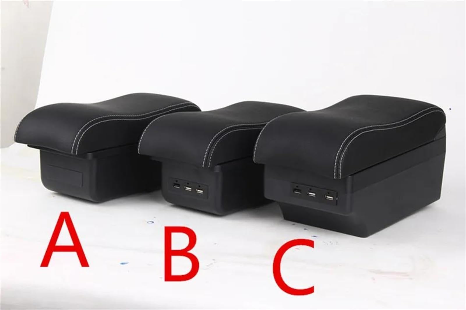 Accessori Auto Box Bracciolo Per Bipper Centrale Scatola Portaoggetti Retrofit Interno Con USB Consolle centrale(B white line 3usB)