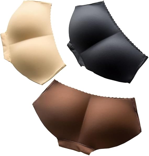 Bragas de levantamiento de glúteos, sin costuras, ropa interior acolchada para mujer, ropa moldeadora de glúteos más grande, paquete de 3