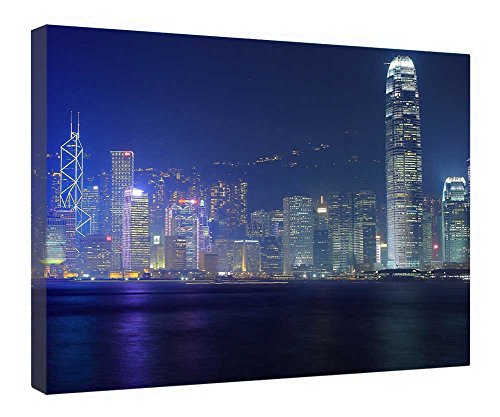 Impression sur toile encadrée en bois Big City Nights pour personnaliser un bureau ou salon