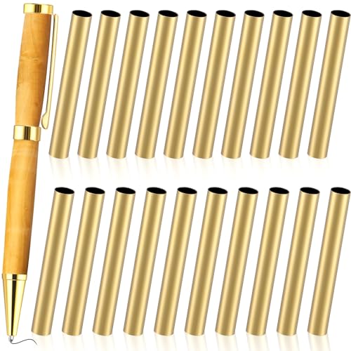 Colarr 20 Pcs 7mm Slimline Pen Tubes Pen Turning Tubes Brass Pen Replacement Accessories 2-1/32