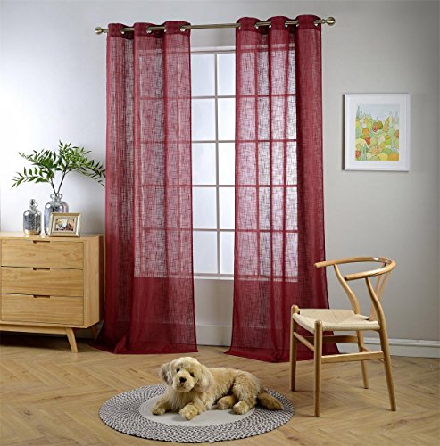 Miuco - Visillos de polilino con ojales para sala de estar, 2 cortinas (2 x 94 cm de ancho)