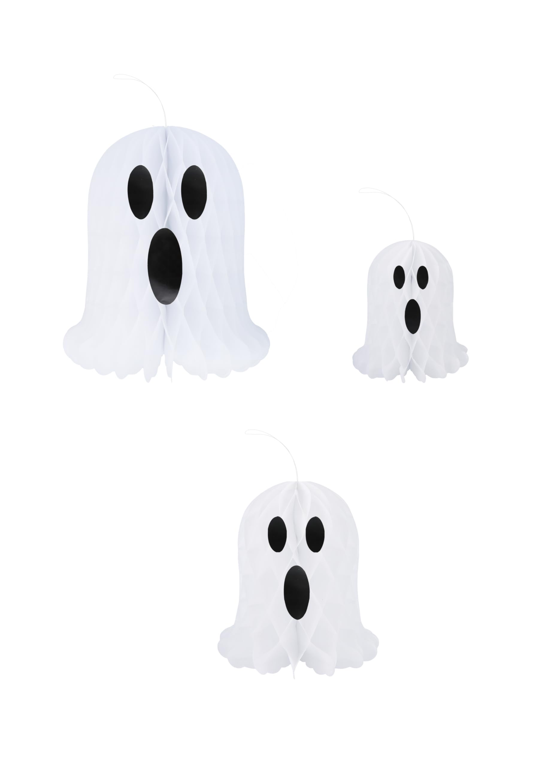 Henbrandt 1 x Halloween Ghost Honeycomb Paper Hanging Decorations - 3 Spooky White 3D Haunting Party Decor Accessories for Kids and Adults Celebrations