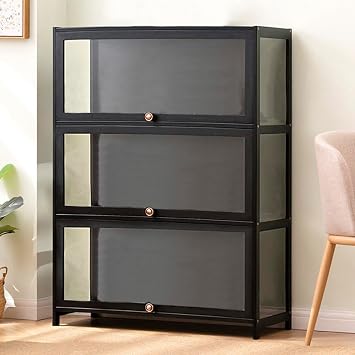 Curio Display Cabinet, 3-Tier Clear Display Case with Acrylic Doors, Floor Standing Collection Showcase for Living Room, Bedroom, Office, Playroom