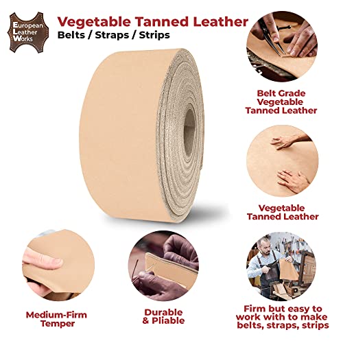 Elw Belt Blanks Strips/Straps 8/9 Oz. (3.2-3.6Mm) Thickness Size 1/2"X60" Full Grain Import Natural Cowhide Vegetable Tanned Leather For Tooling, Engraving, Embossing, Molding, & Dyeing #TOP2