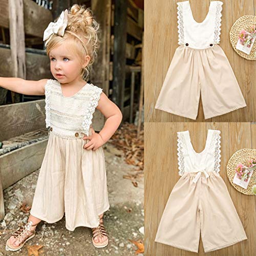 Printasaurus Girls Outfits&Set 18-24 Months Infant Toddler Baby Kids Girls Sleeveless Ruffles Solid Jumpsuit Outfits