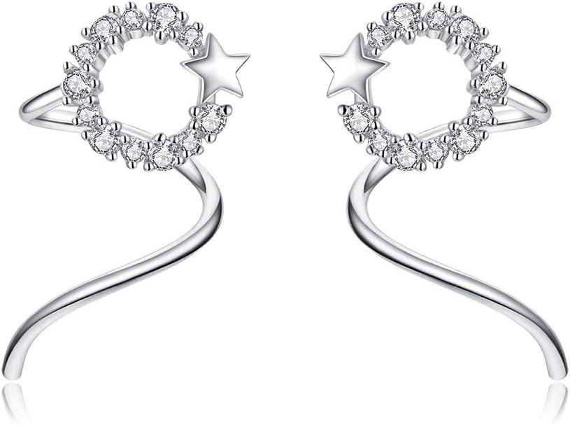Bijoux en argent sterling boucles d'oreilles mode coréenne étoiles et ronds pour femmes